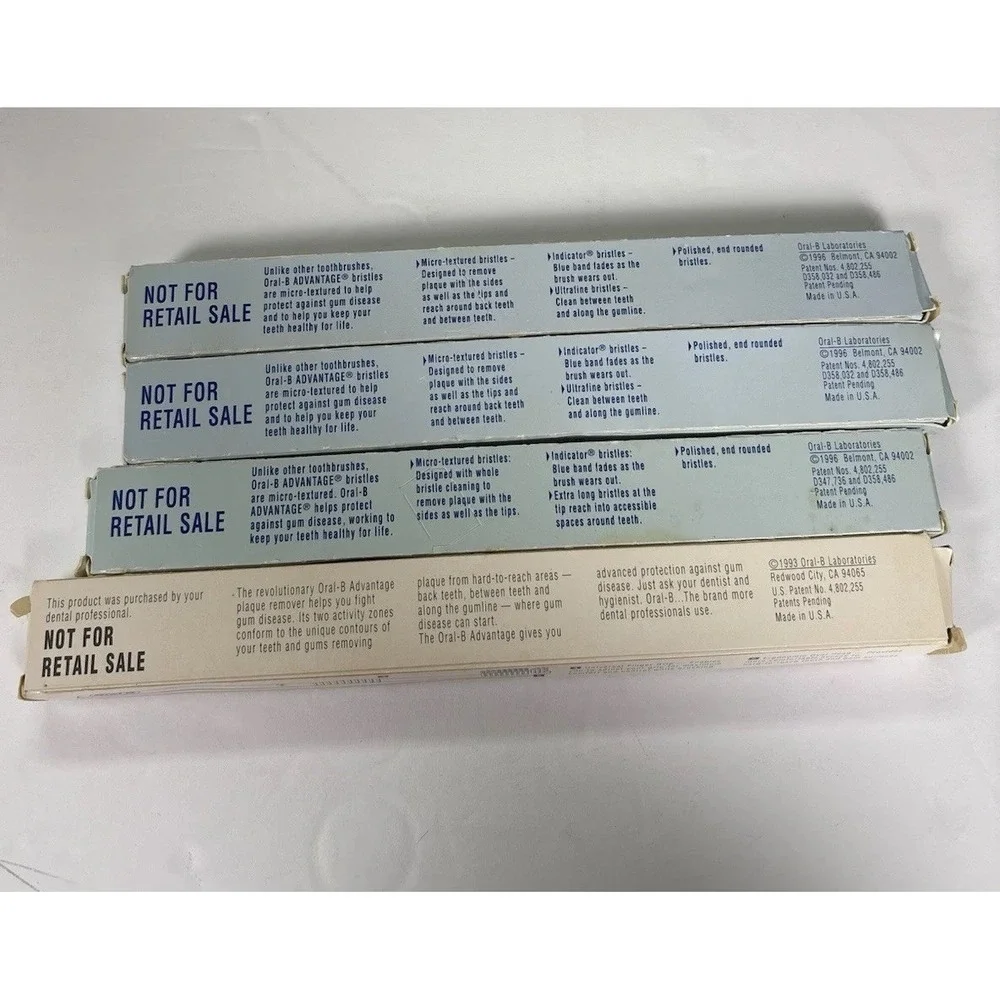 Lot 4 Vintage Oral-B Advantage 35 Soft Straight Toothbrush USA 1993 1996 New